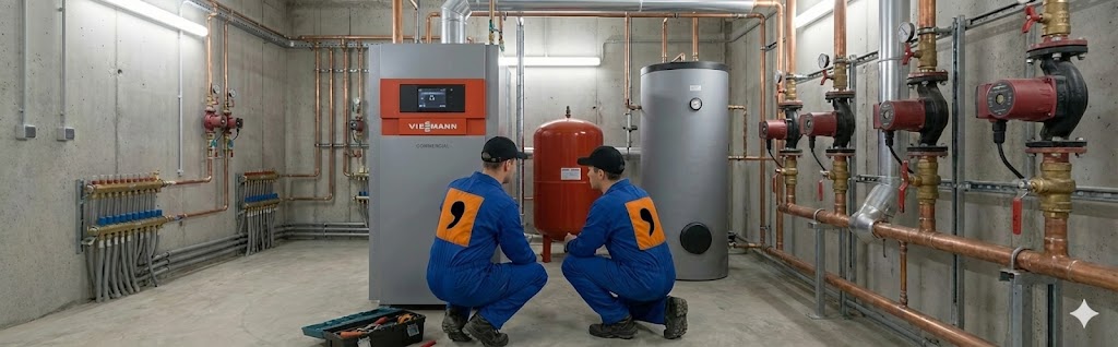 Technicien effectuant une réparation de chaufferie  - CEPRIM